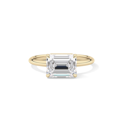 East West Emerald Solitaire Lab Grown Diamond Engagement Ring