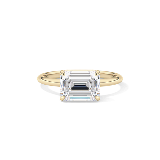 East West Emerald Solitaire Lab Grown Diamond Engagement Ring