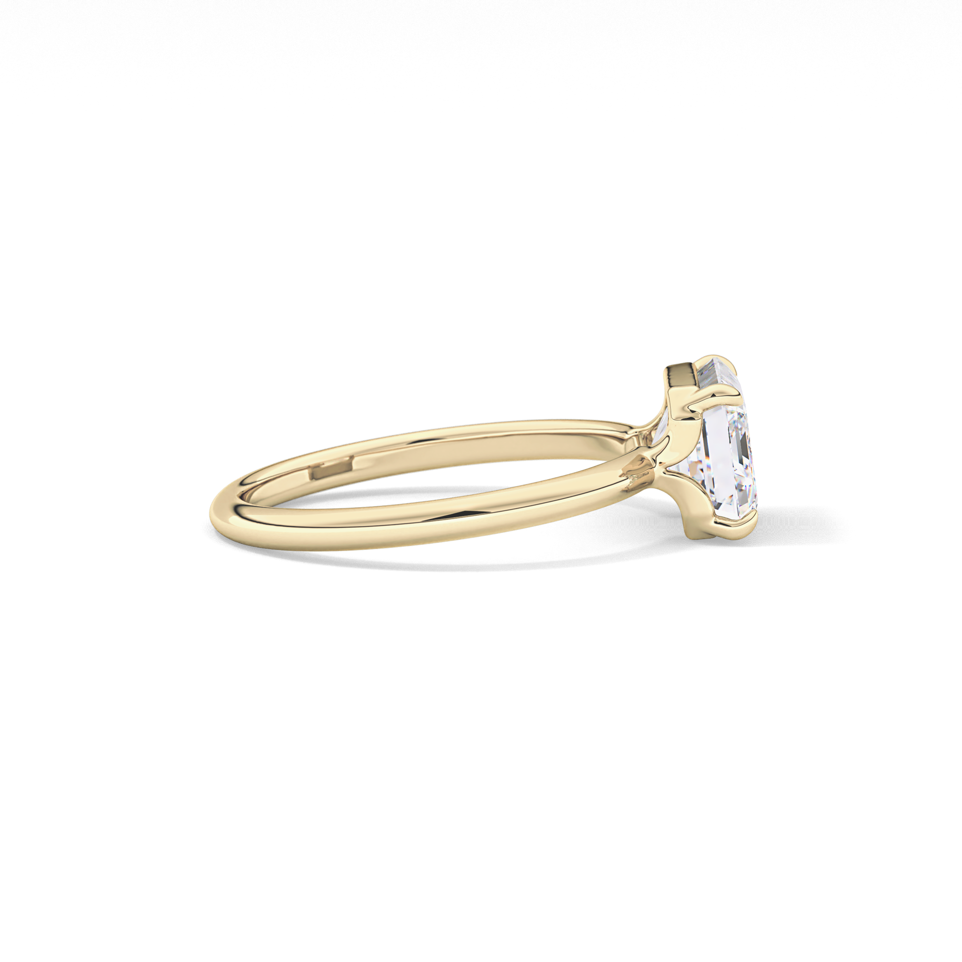 East West Emerald Solitaire Lab Grown Diamond Engagement Ring