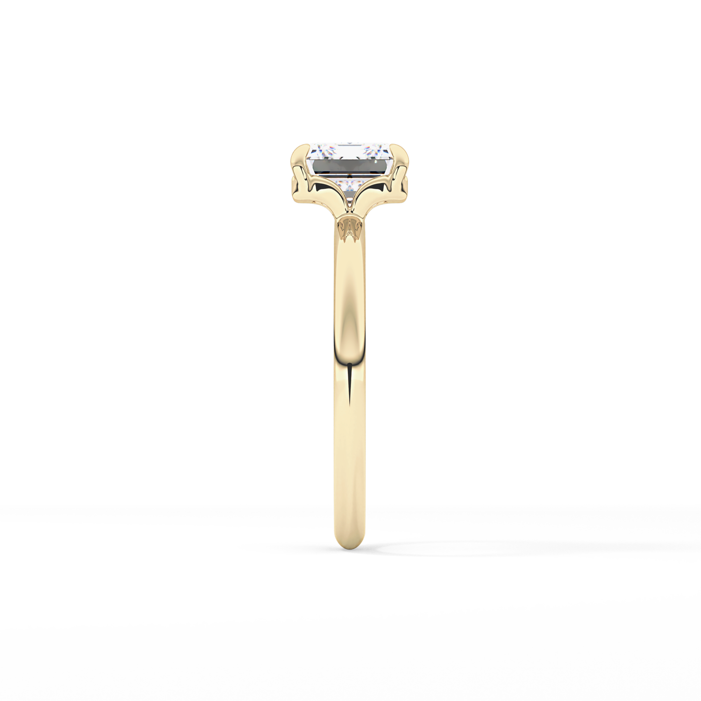 East West Emerald Solitaire Lab Grown Diamond Engagement Ring
