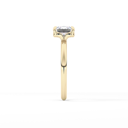 East West Emerald Solitaire Lab Grown Diamond Engagement Ring