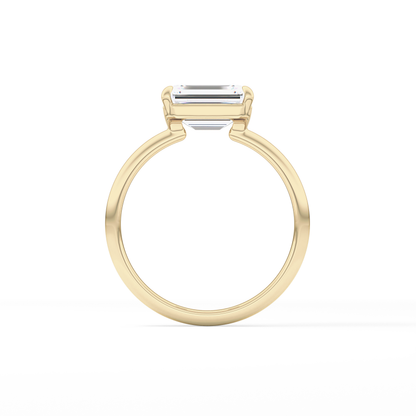 East West Emerald Solitaire Lab Grown Diamond Engagement Ring