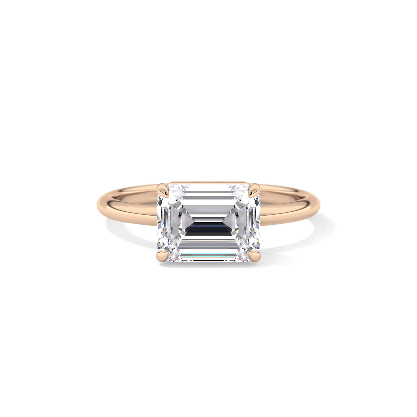 East West Emerald Solitaire Lab Grown Diamond Engagement Ring