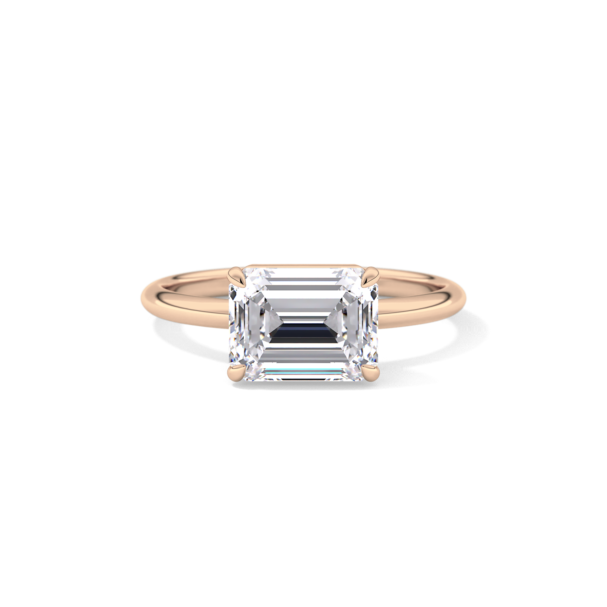 East West Emerald Solitaire Lab Grown Diamond Engagement Ring