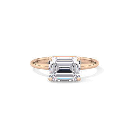 East West Emerald Solitaire Lab Grown Diamond Engagement Ring