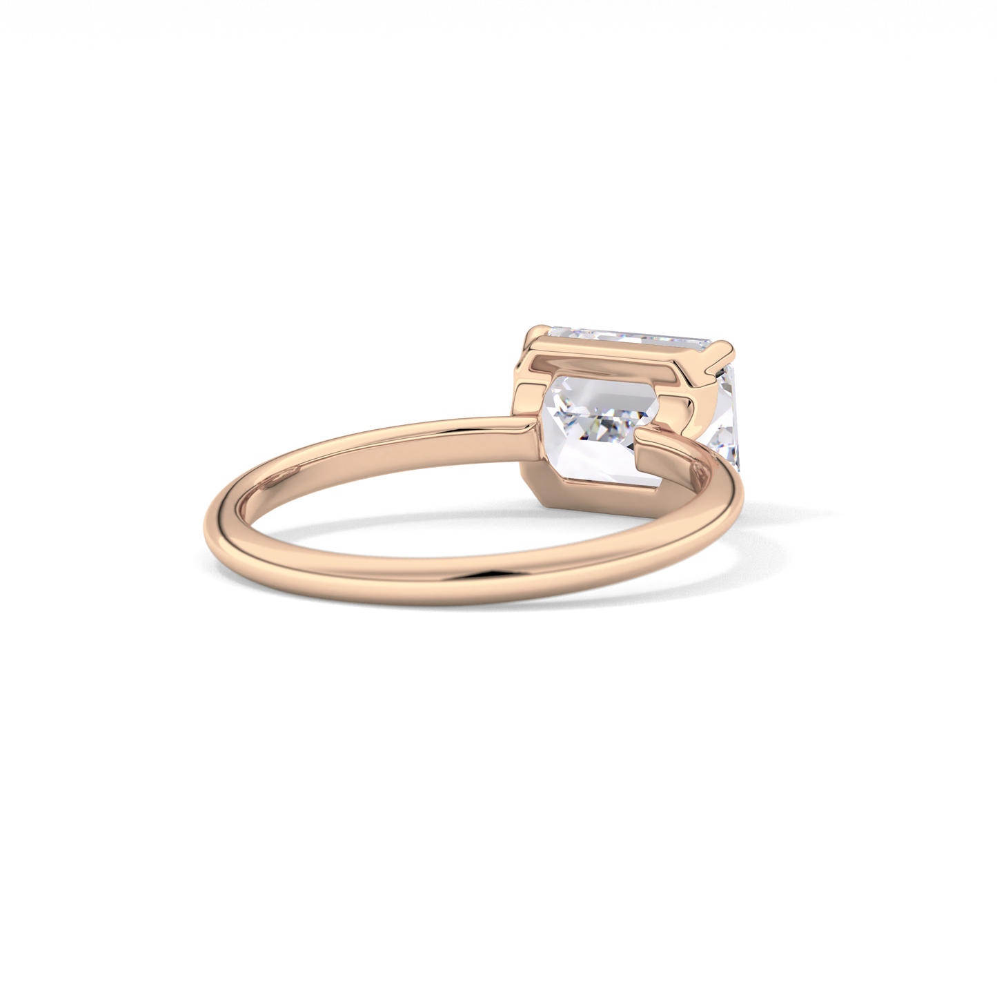 East West Emerald Solitaire Lab Grown Diamond Engagement Ring