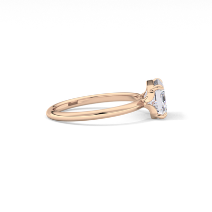 East West Emerald Solitaire Lab Grown Diamond Engagement Ring