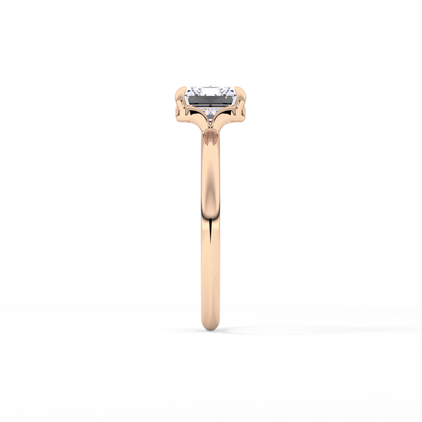 East West Emerald Solitaire Lab Grown Diamond Engagement Ring