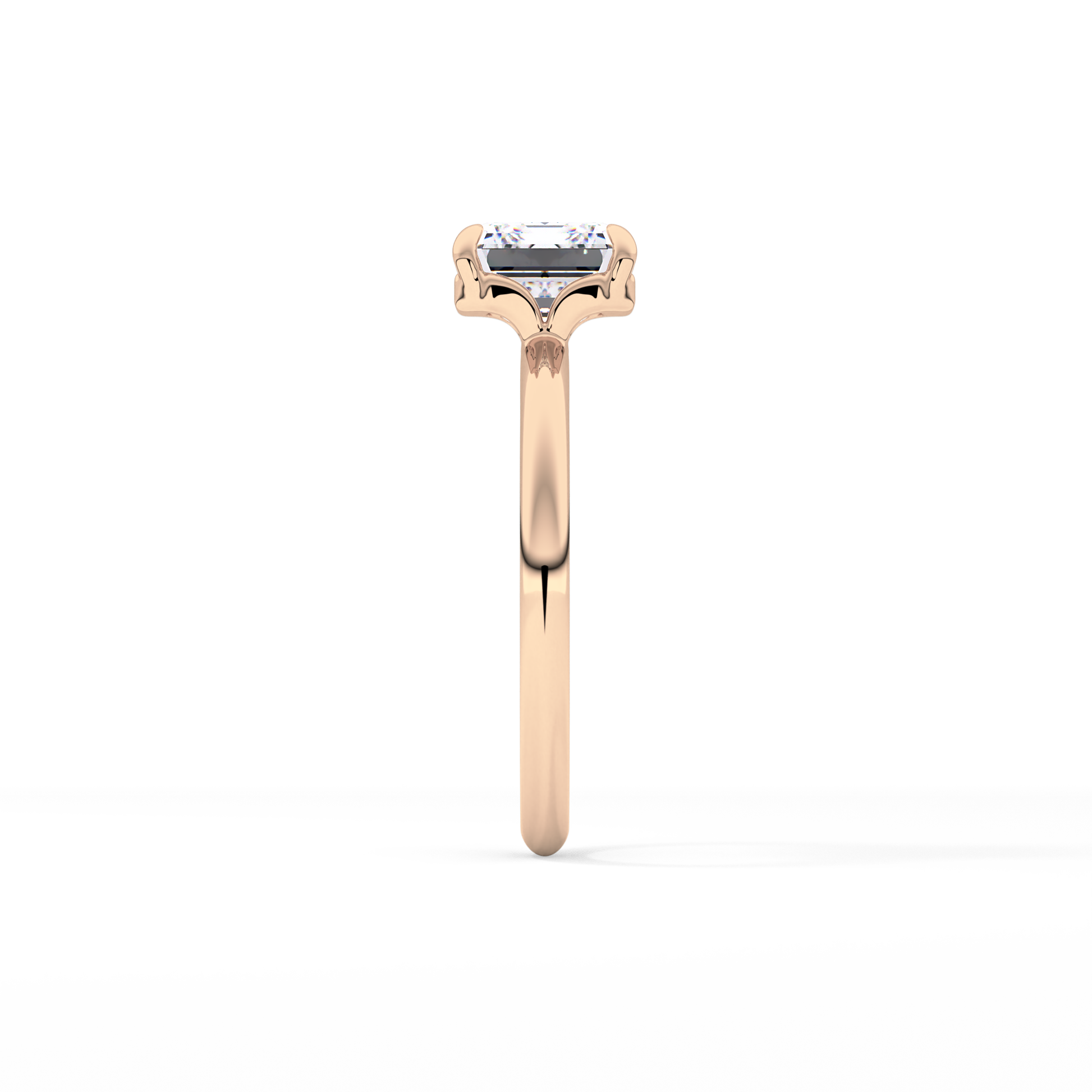 East West Emerald Solitaire Lab Grown Diamond Engagement Ring