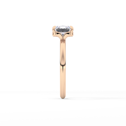 East West Emerald Solitaire Lab Grown Diamond Engagement Ring