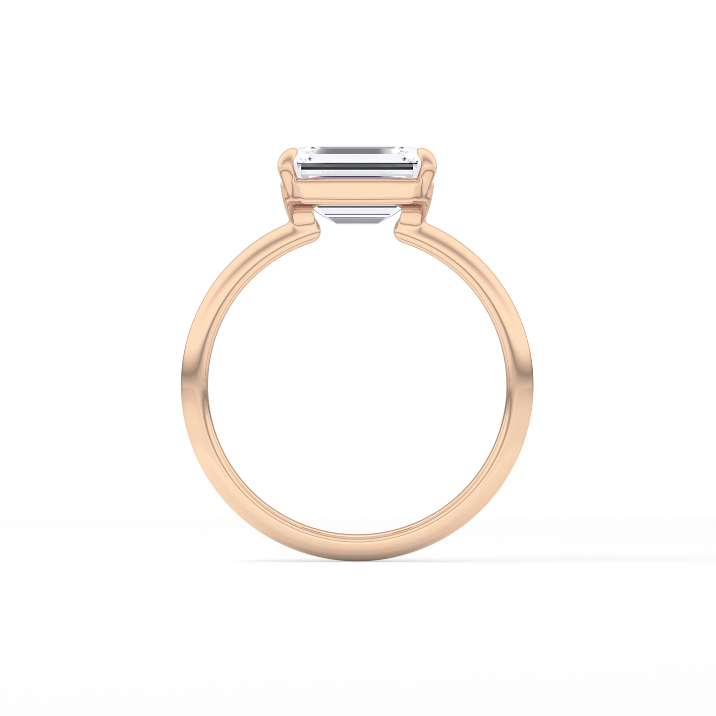 East West Emerald Solitaire Lab Grown Diamond Engagement Ring