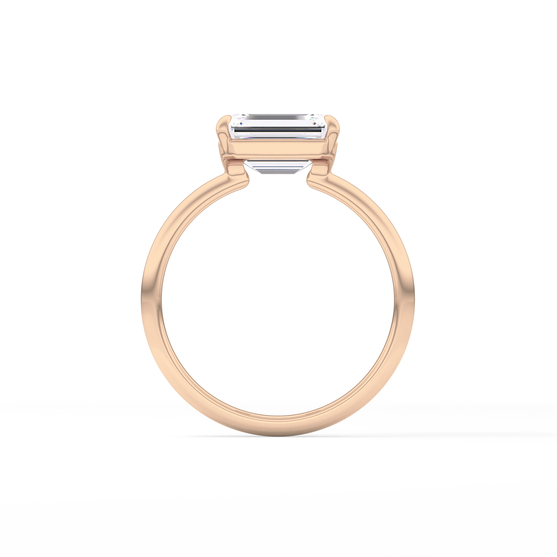 East West Emerald Solitaire Lab Grown Diamond Engagement Ring