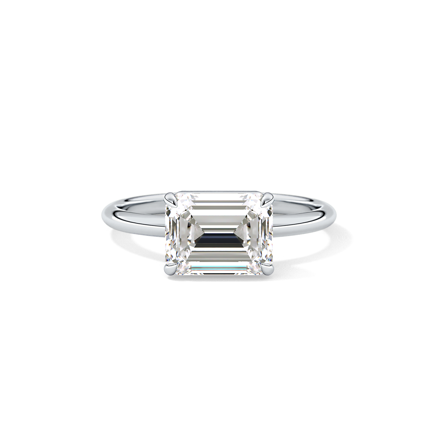 East West Emerald Solitaire Lab Grown Diamond Engagement Ring
