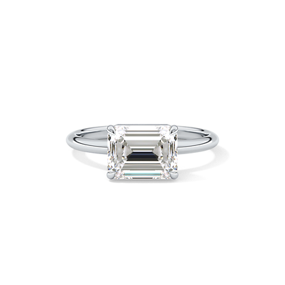 East West Emerald Solitaire Lab Grown Diamond Engagement Ring