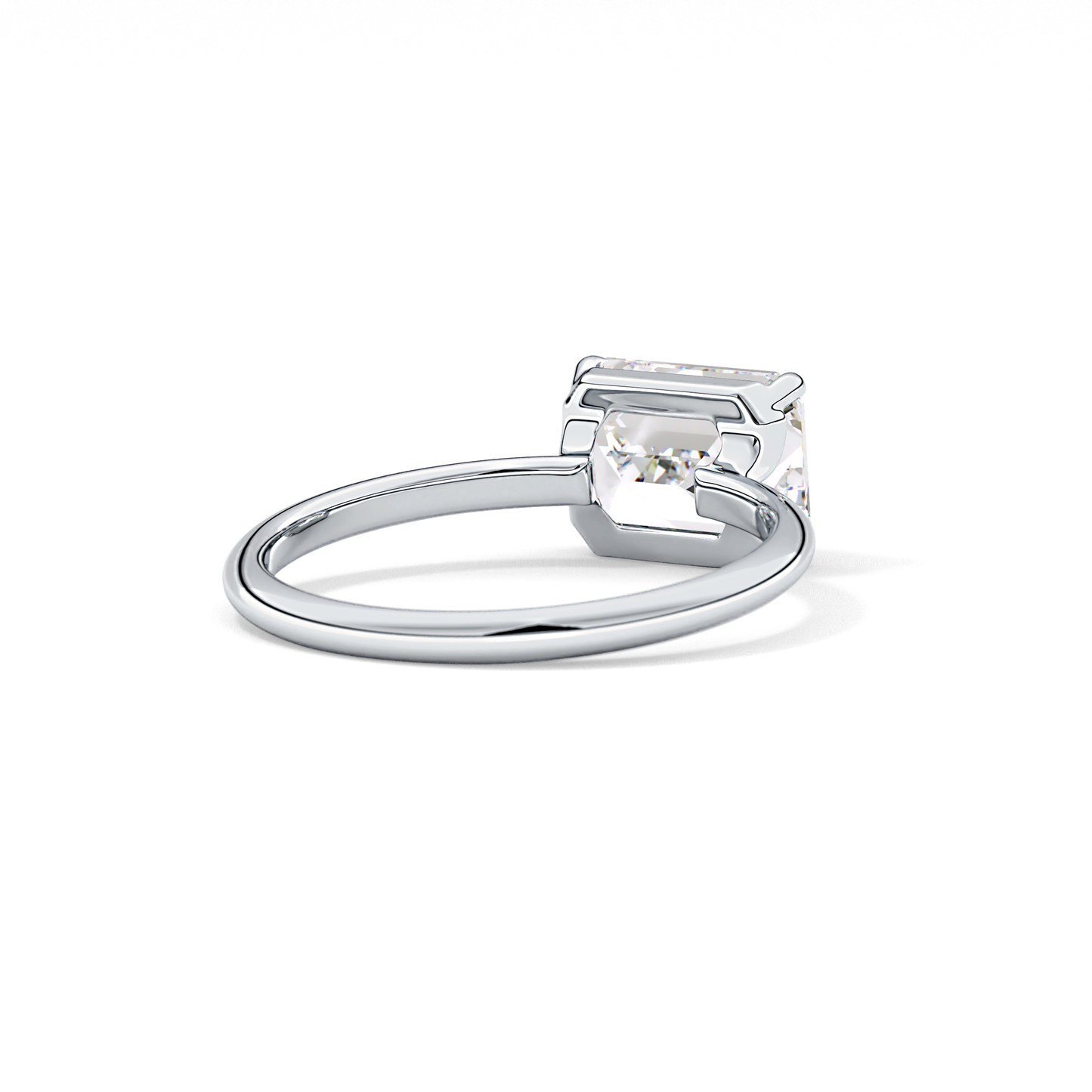 East West Emerald Solitaire Lab Grown Diamond Engagement Ring