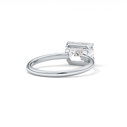 East West Emerald Solitaire Lab Grown Diamond Engagement Ring