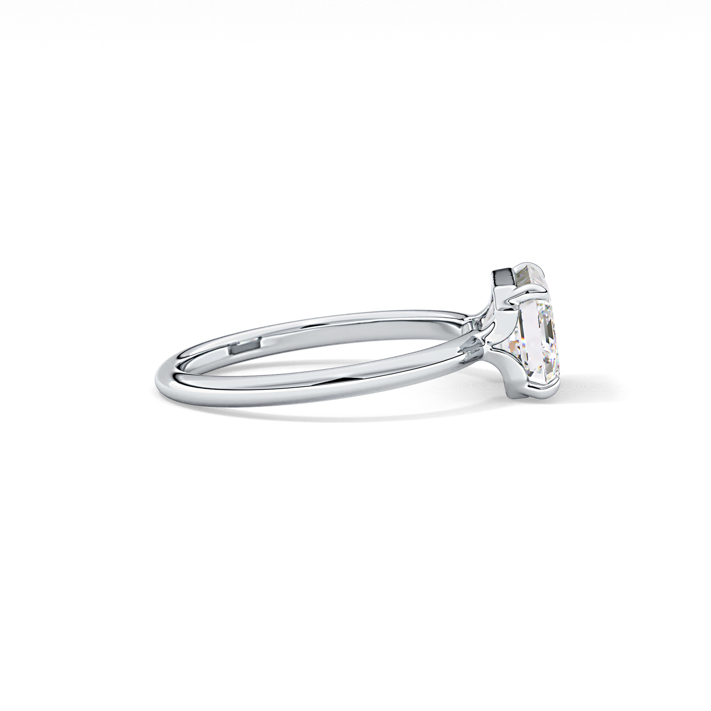 East West Emerald Solitaire Lab Grown Diamond Engagement Ring