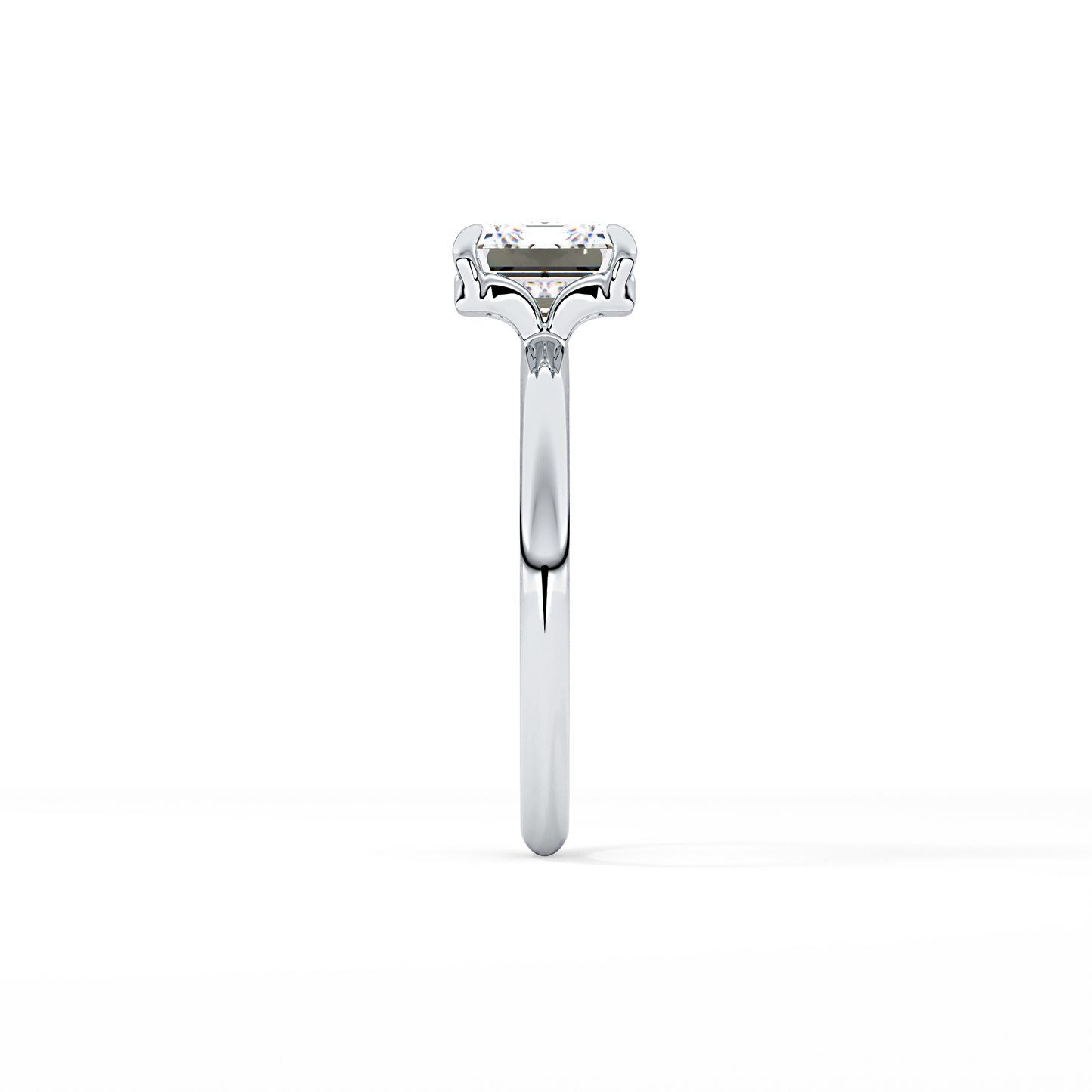 East West Emerald Solitaire Lab Grown Diamond Engagement Ring