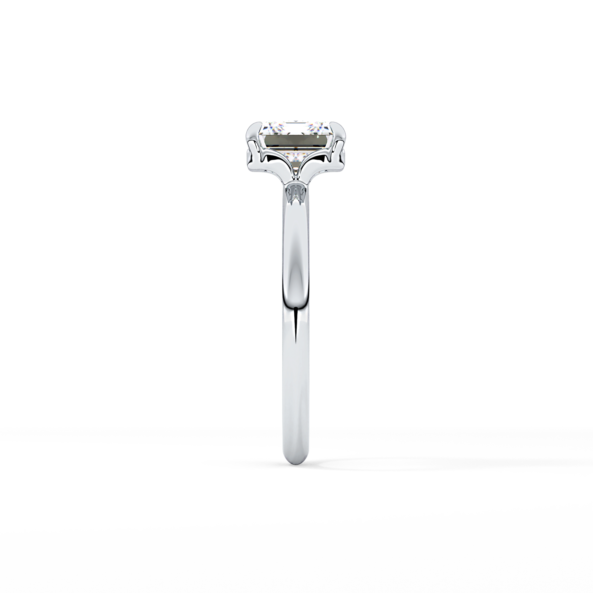 East West Emerald Solitaire Lab Grown Diamond Engagement Ring