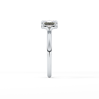 East West Emerald Solitaire Lab Grown Diamond Engagement Ring