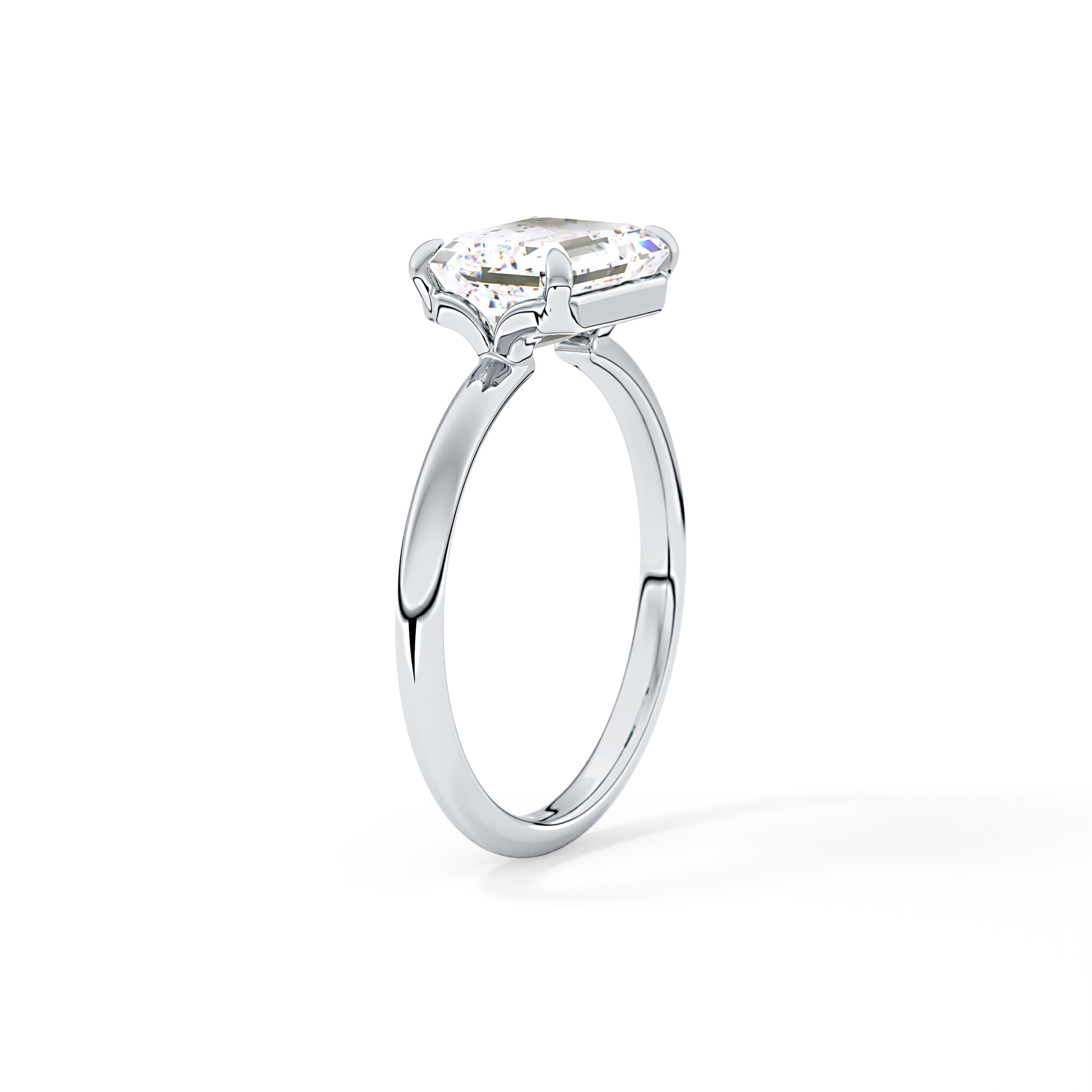 East West Emerald Solitaire Lab Grown Diamond Engagement Ring