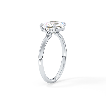 East West Emerald Solitaire Lab Grown Diamond Engagement Ring