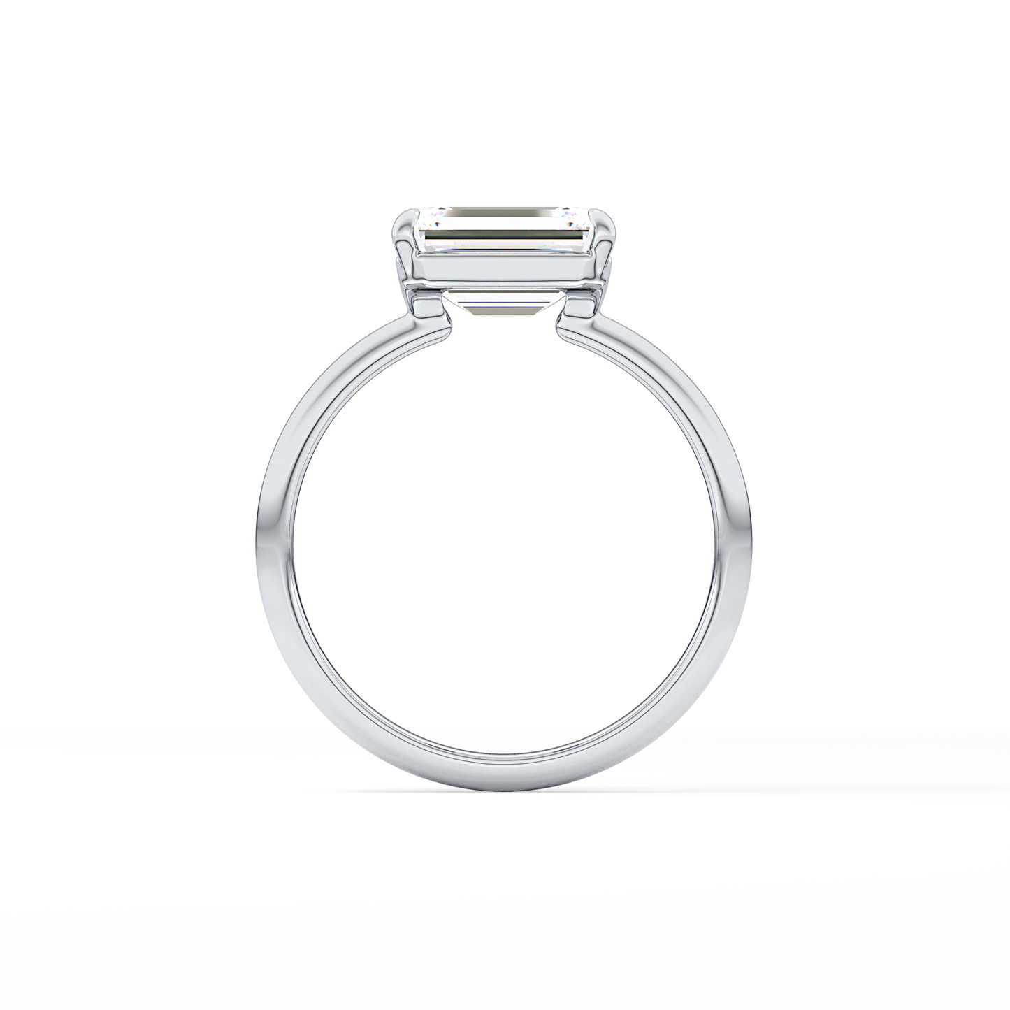 East West Emerald Solitaire Lab Grown Diamond Engagement Ring