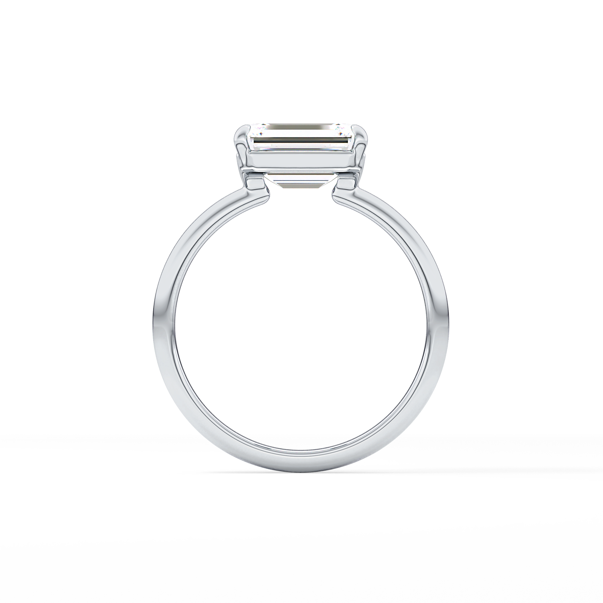 East West Emerald Solitaire Lab Grown Diamond Engagement Ring