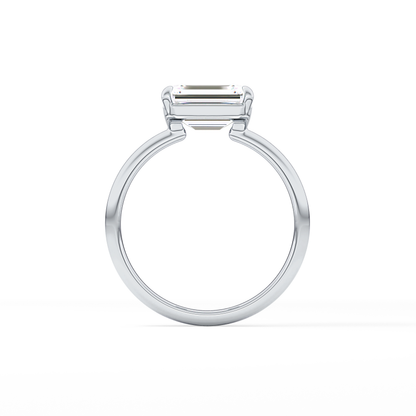East West Emerald Solitaire Lab Grown Diamond Engagement Ring