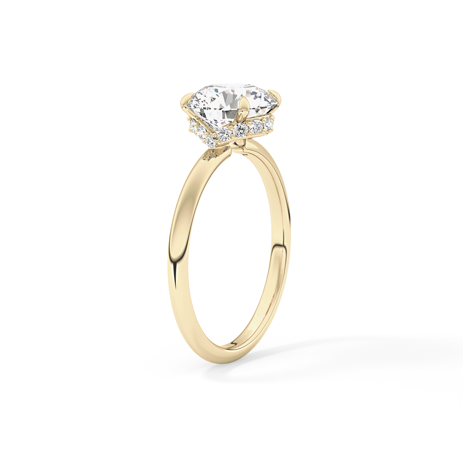 Round Hidden Halo Lab Grown Diamond Engagement Ring