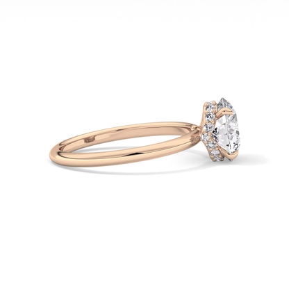 Round Hidden Halo Lab Grown Diamond Engagement Ring