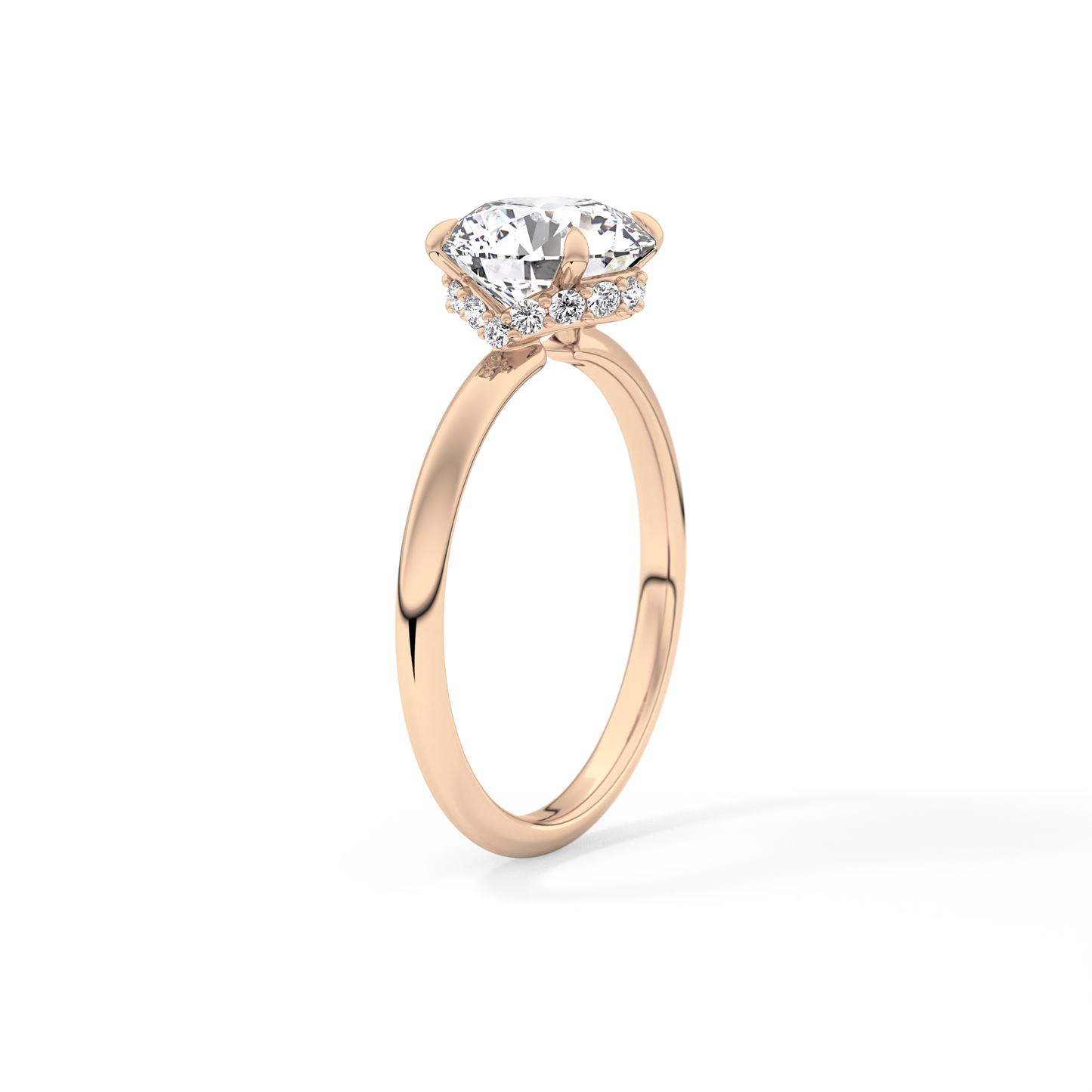Round Hidden Halo Lab Grown Diamond Engagement Ring