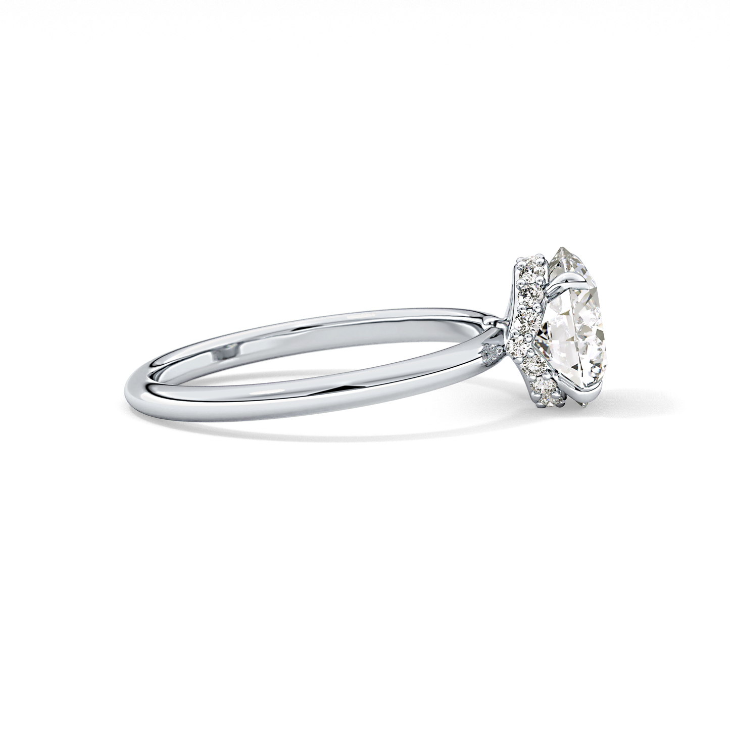 Round Hidden Halo Lab Grown Diamond Engagement Ring