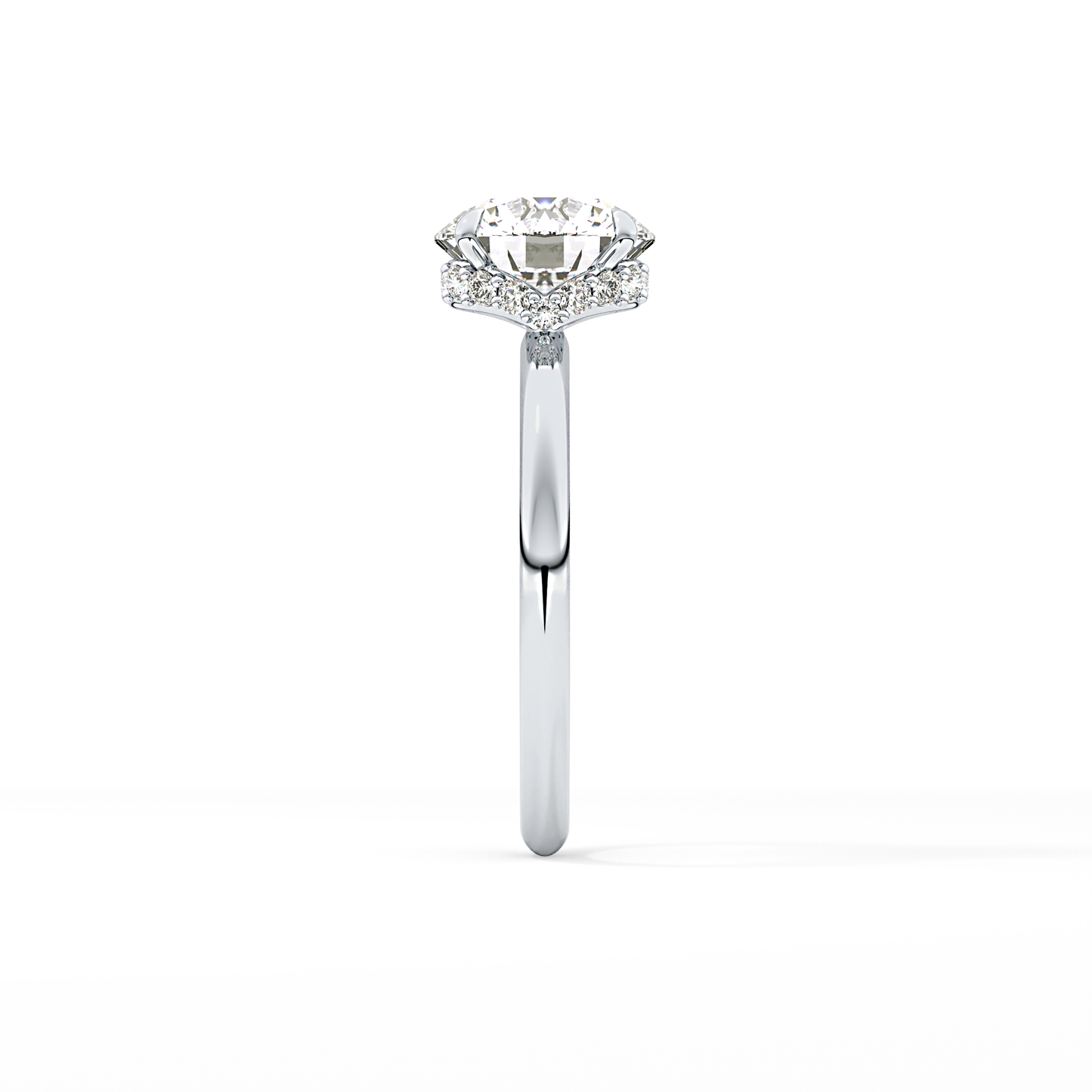 Round Hidden Halo Lab Grown Diamond Engagement Ring