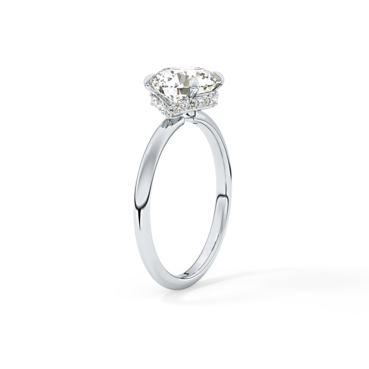 Round Hidden Halo Lab Grown Diamond Engagement Ring