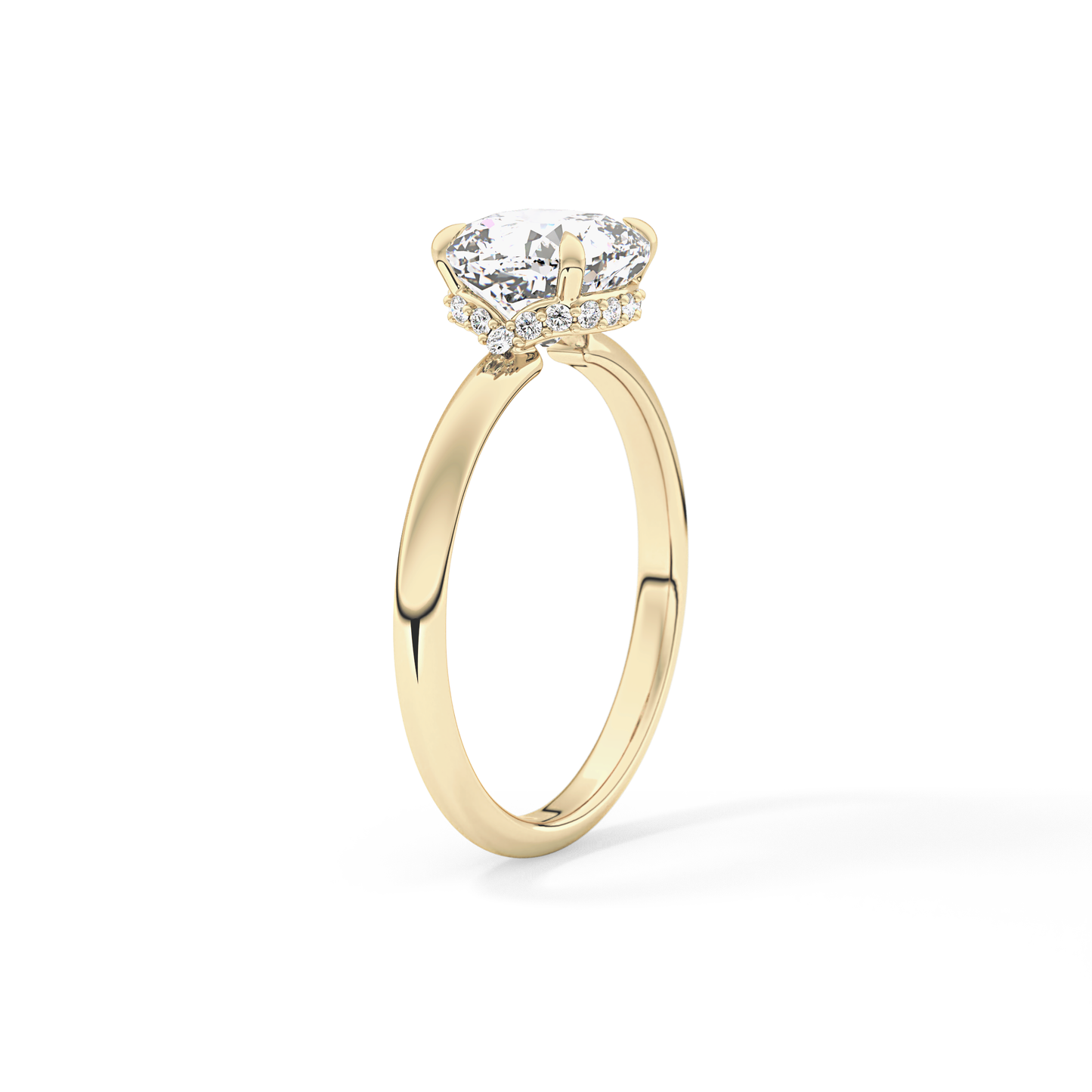 Cushion Hidden Halo Lab Grown Diamond Engagement Ring