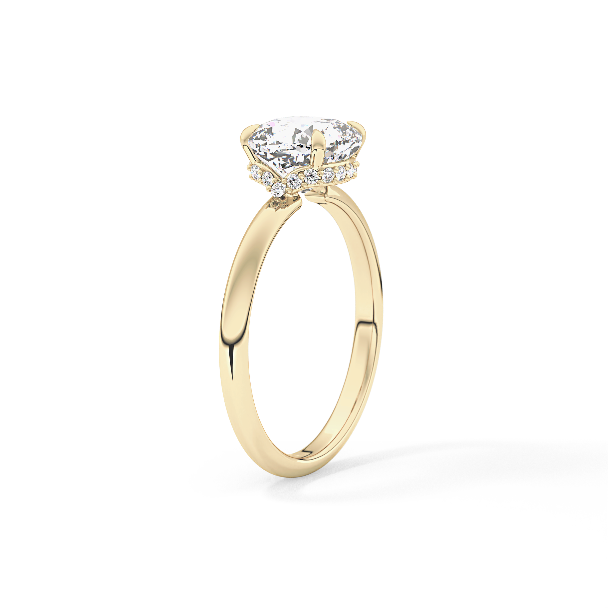 Cushion Hidden Halo Lab Grown Diamond Engagement Ring
