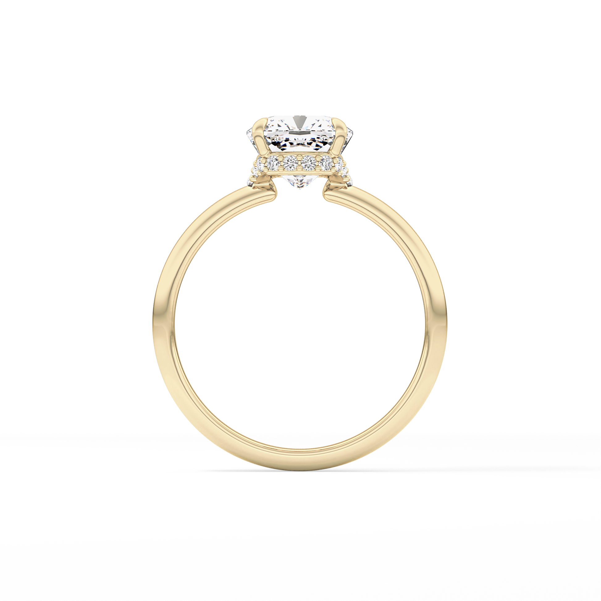 Cushion Hidden Halo Lab Grown Diamond Engagement Ring