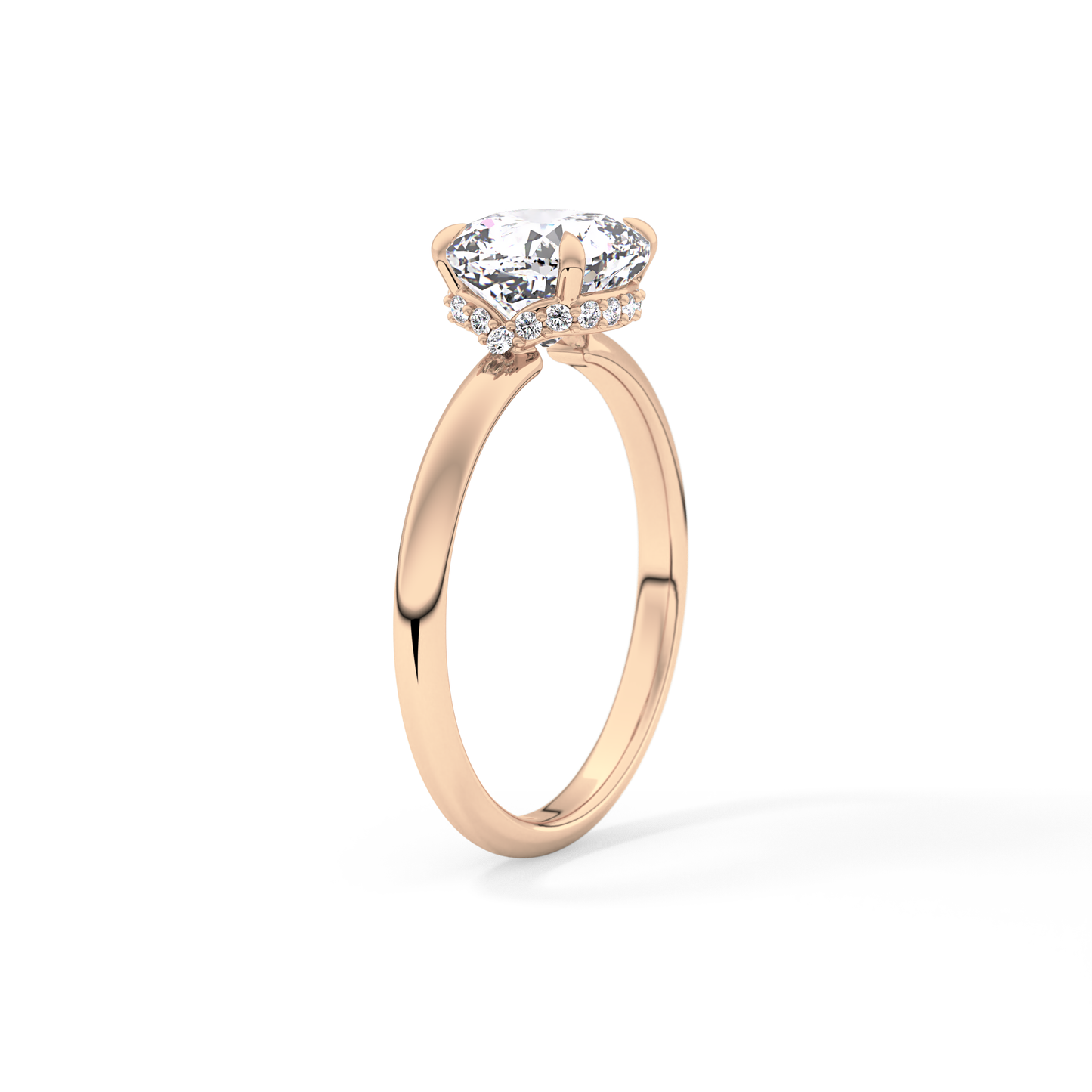 Cushion Hidden Halo Lab Grown Diamond Engagement Ring