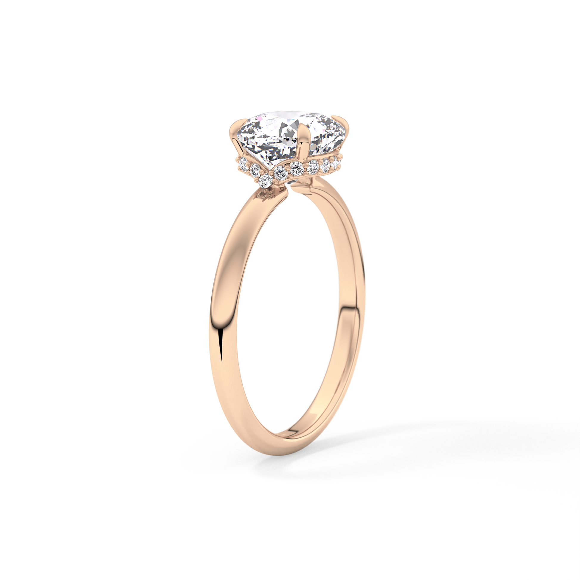 Cushion Hidden Halo Lab Grown Diamond Engagement Ring