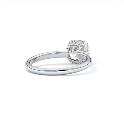 Cushion Hidden Halo Lab Grown Diamond Engagement Ring