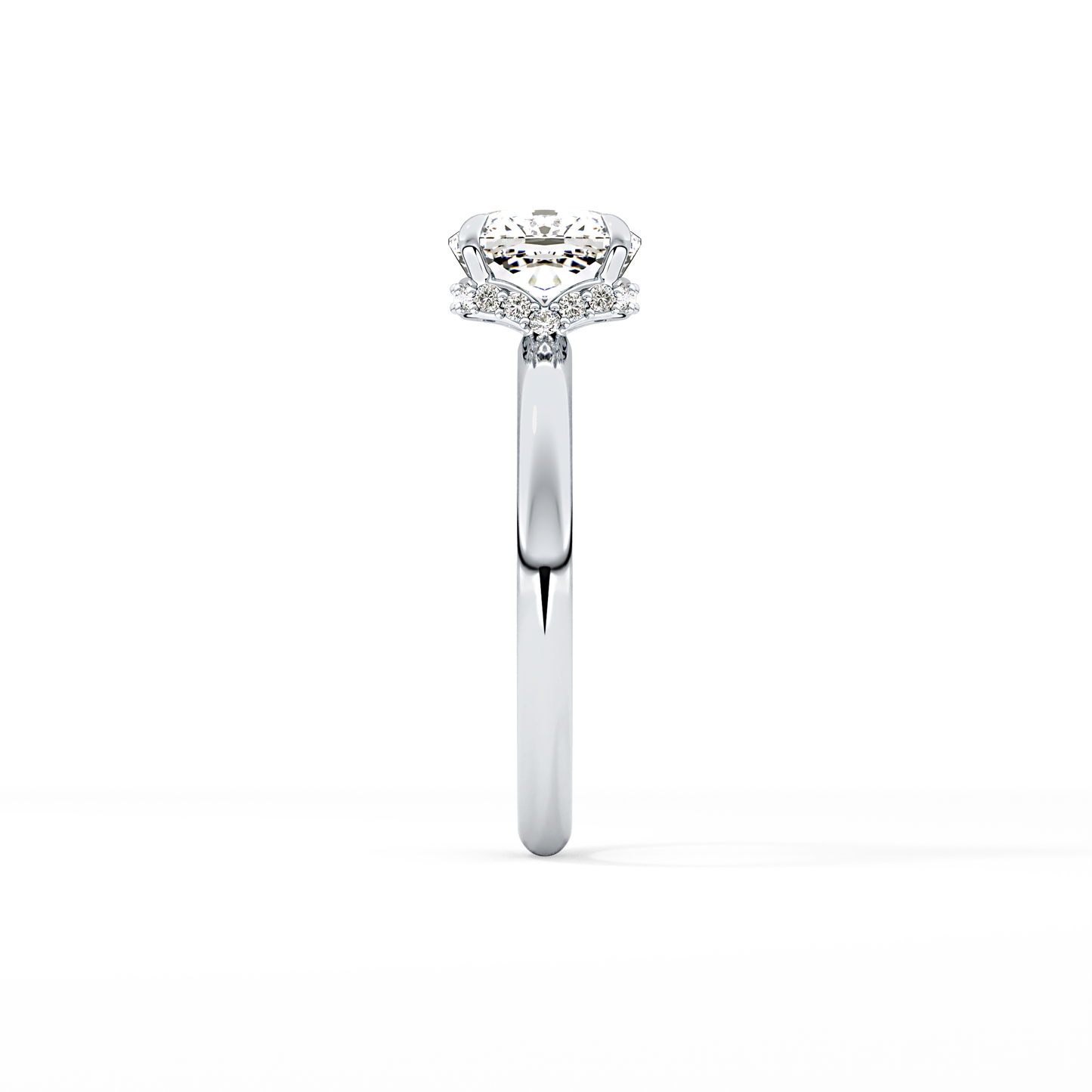 Cushion Hidden Halo Lab Grown Diamond Engagement Ring