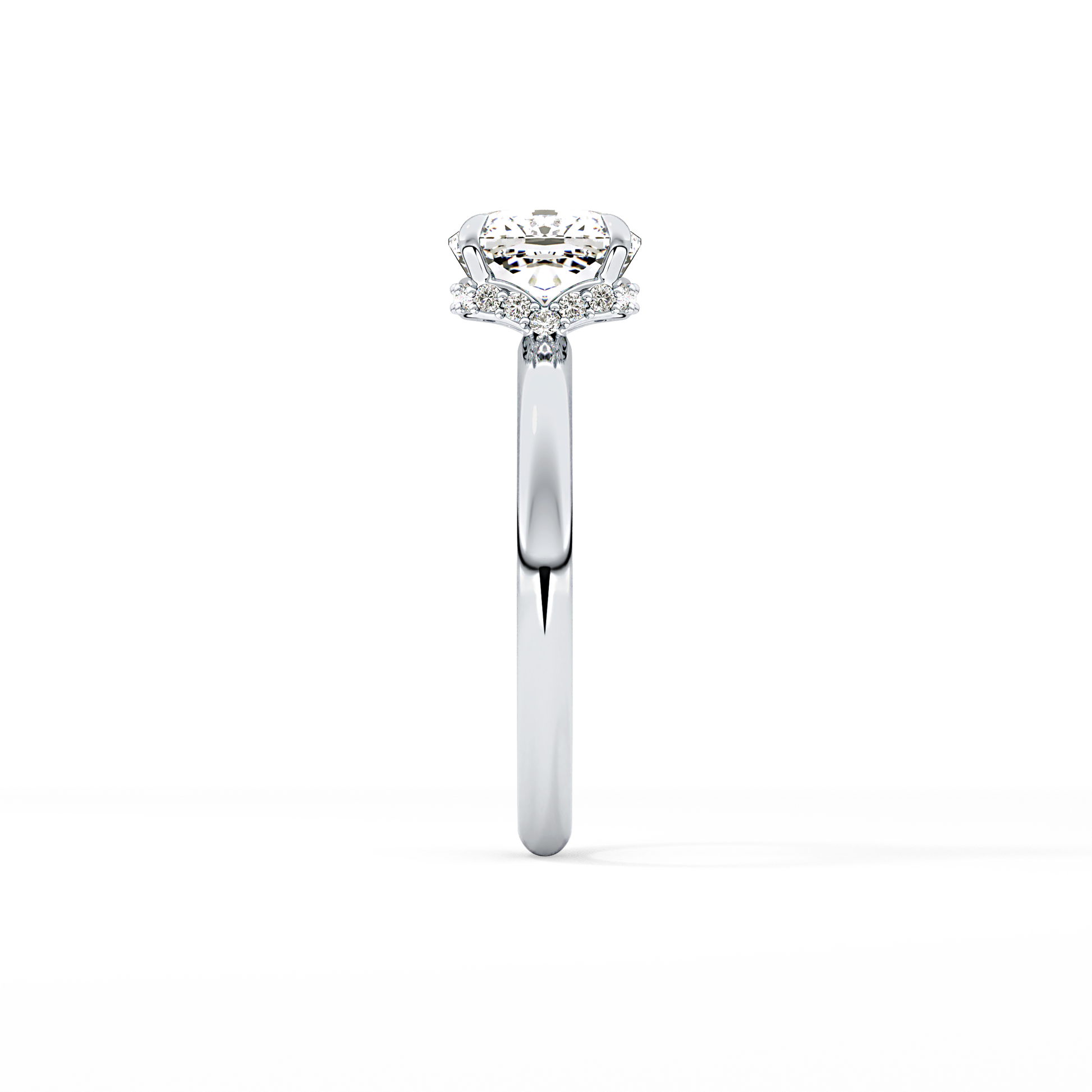 Cushion Hidden Halo Lab Grown Diamond Engagement Ring