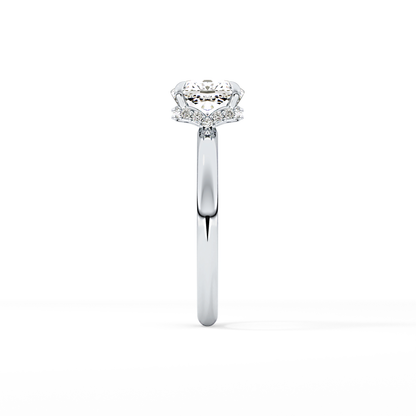 Cushion Hidden Halo Lab Grown Diamond Engagement Ring