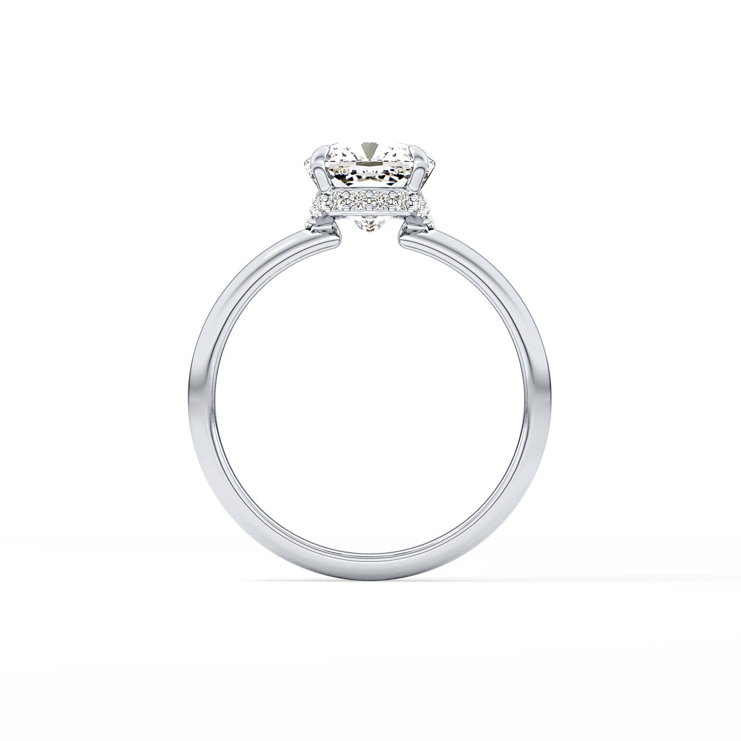 Cushion Hidden Halo Lab Grown Diamond Engagement Ring