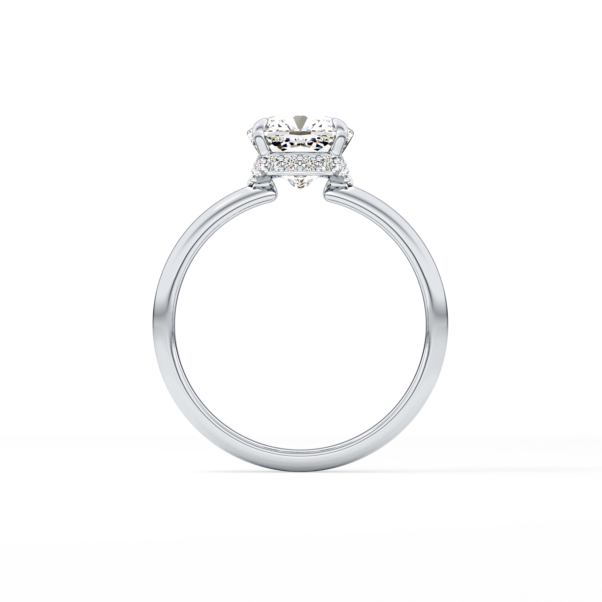 Cushion Hidden Halo Lab Grown Diamond Engagement Ring