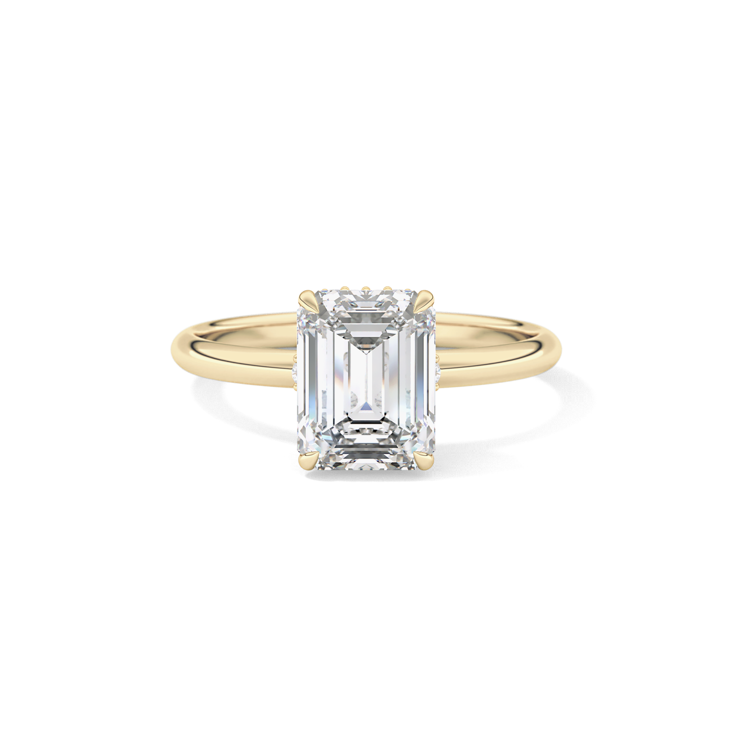 Emerald Hidden Halo Lab Grown Diamond Engagement Ring