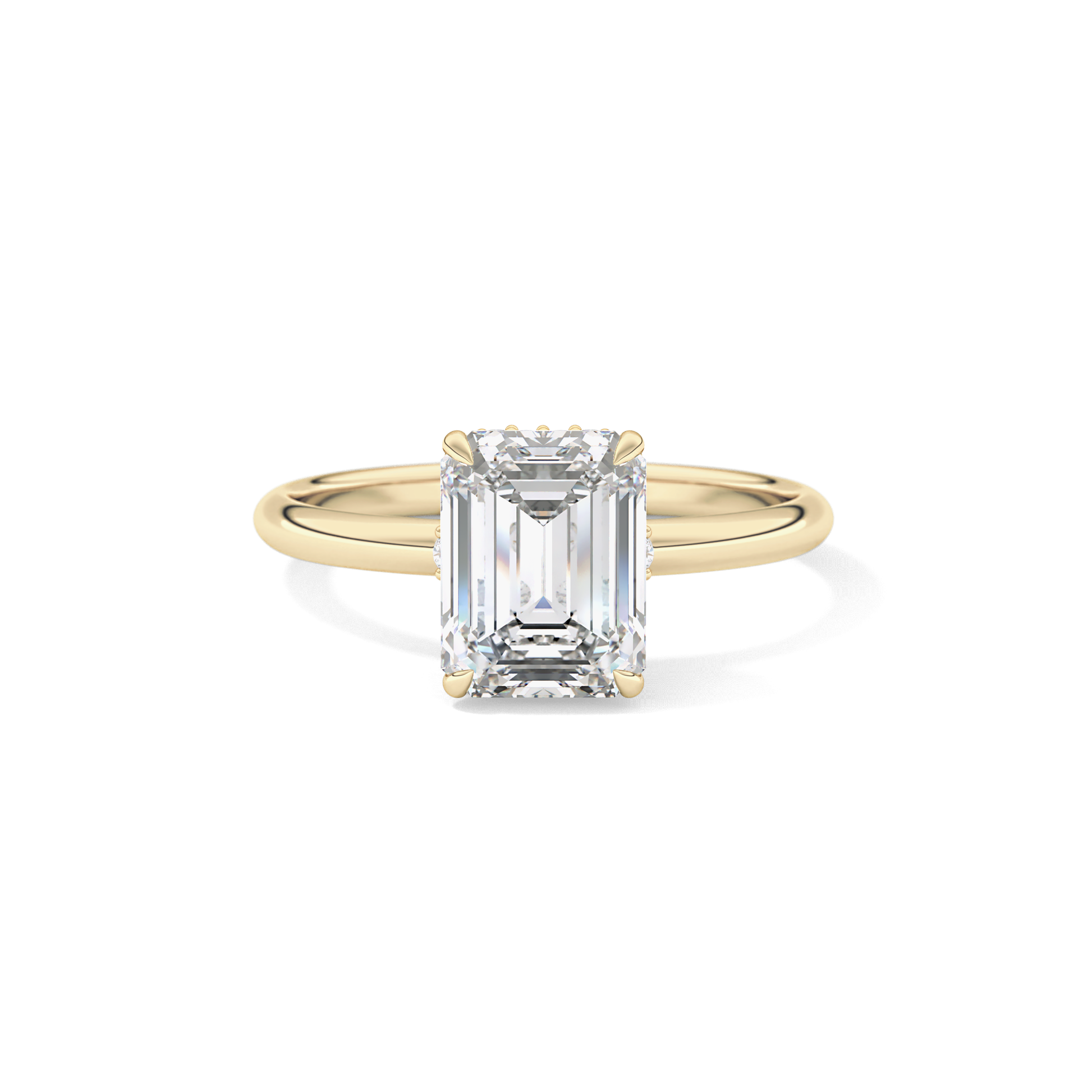 Emerald Hidden Halo Lab Grown Diamond Engagement Ring