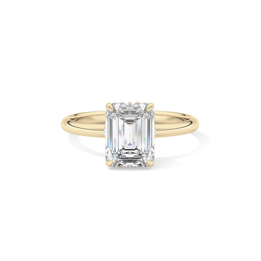 Emerald Hidden Halo Lab Grown Diamond Engagement Ring