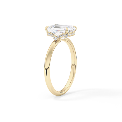 Emerald Hidden Halo Lab Grown Diamond Engagement Ring